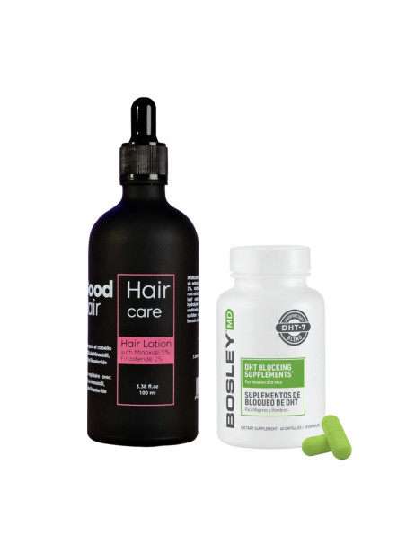 Good Hair Lotion With MinoxidiI 5% Finasteride 0,2% & Bosley MD DHT Blockings Supplements Kombo Набор против выпадения волос