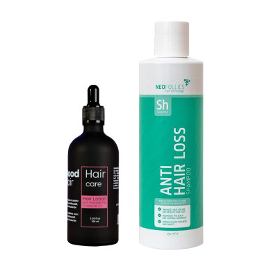 Good Hair Lotion With MinoxidiI 5% Finasteride 0,2% & Neofollics Hair Technology Hair Growth Stimulating Shampoo Kombo Набір проти випадіння волосся