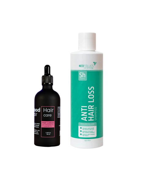 Good Hair Lotion With MinoxidiI 5% Finasteride 0,2% & Neofollics Hair Technology Hair Growth Stimulating Shampoo Kombo Набор против выпадения волос