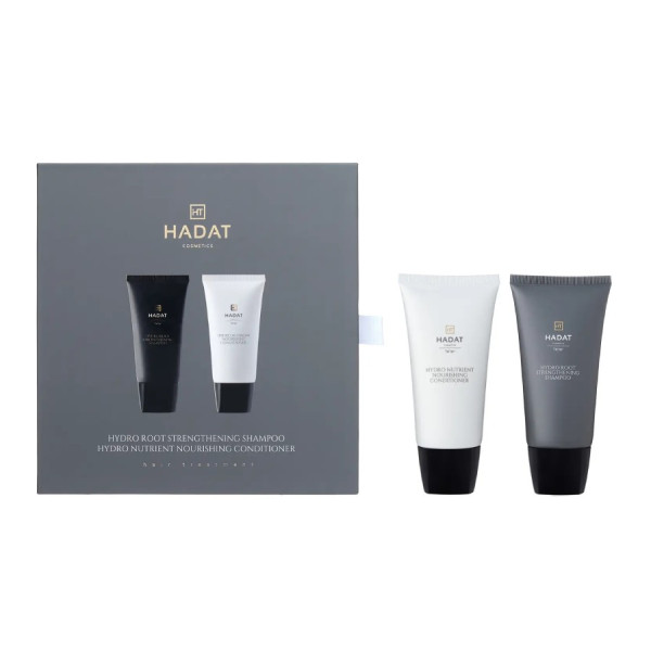 Hadat Cosmetics Mini Duo Set Hydro Root Strengthening Shampoo & Hydro Nutrient Nourishing Conditioner Подарунковий міні-набір для інтенсивного росту волосся