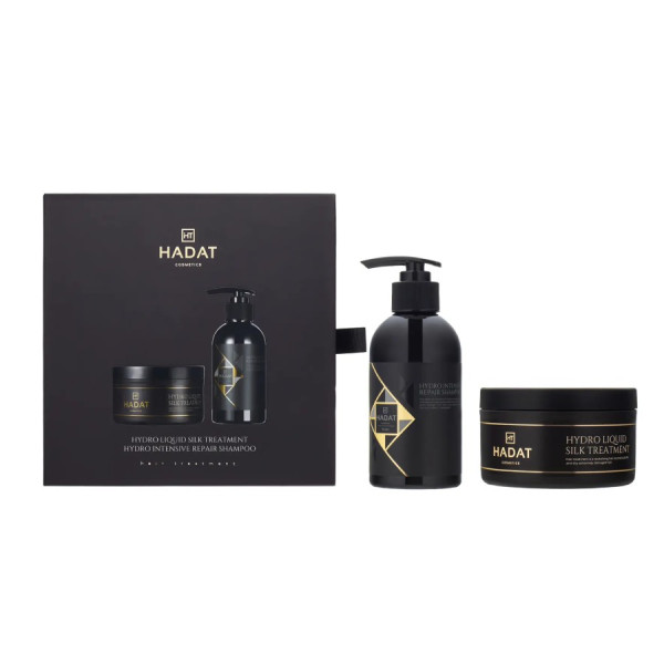 Hadat Cosmetics Duo Set Hydro Intensive Repair Shampoo & Hydro Liquid Silk Treatment Подарунковий набір для відновлення волосся 