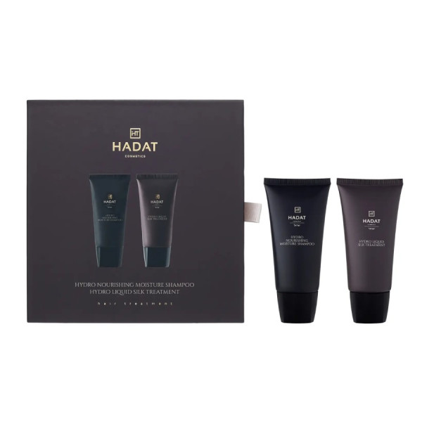 Hadat Cosmetics Mini Duo Set Hydro Nourishing Moisture Shampoo & Hydro Liquid Silk Treatment Подарунковий набір для зволоження волосся 
