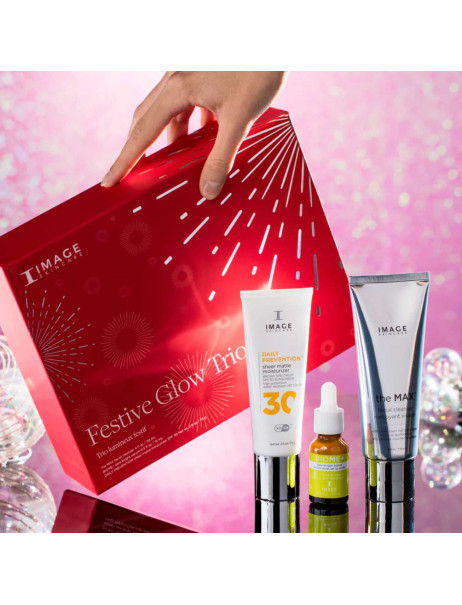 Image Skincare Festive Glow Trio Лимитированный подарочный набор Трио уходовой косметики Праздничное сияние