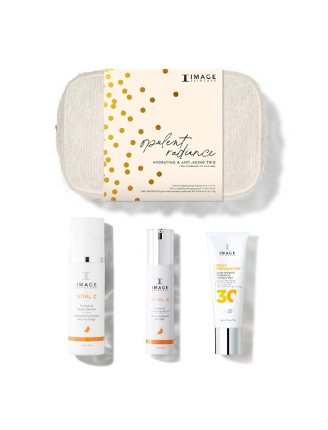 Image Skincare Opulent Radiance Hydrating & Anti-Aging Trio Набор с косметичкой увлажнение и омоложение