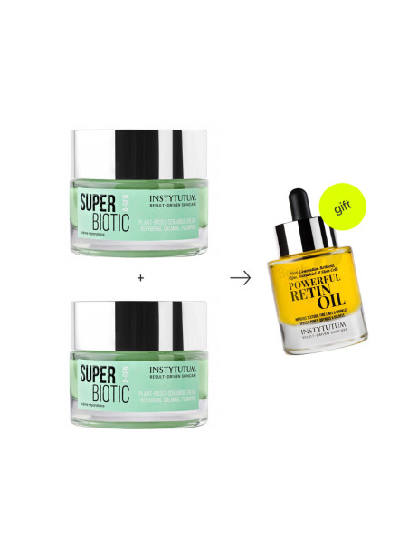 Instytutum 2х Super Biotic Plant-Based Ceramide Cream Крем на основі рослинних керамідів для обличчя & Powerful RetinOil Концентрована олія з ретинолом в подарунок