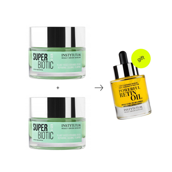 Instytutum 2х Super Biotic Plant-Based Ceramide Cream Крем на основі рослинних керамідів для обличчя & Powerful RetinOil Концентрована олія з ретинолом в подарунок