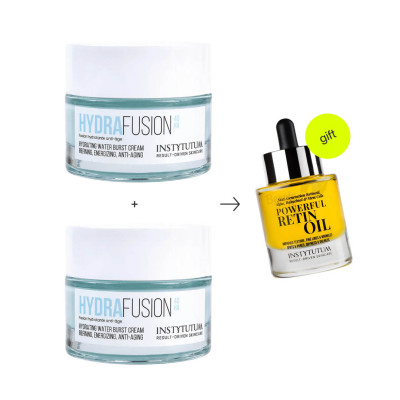 Instytutum 2х HydraFusion 4D Hydrating Water Burst Cream Увлажняющий гель-крем с гиалуроновой кислотой & Powerful RetinOil Концентрированное масло с ретинолом в подарок