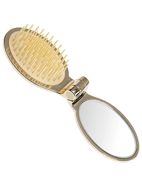 Janeke Gold Mirror Hairbrush Золотистий гребінець із дзеркалом
