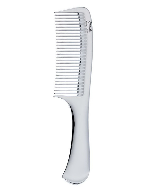 Janeke Chromium Line Wide-Teeth Comb With Handle Гребень Серебристый