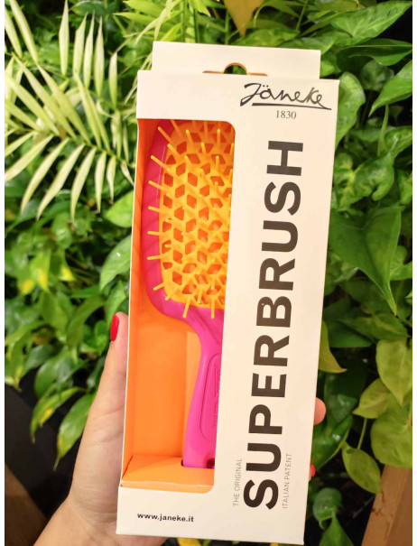 Janeke Superbrush Raspberry Yellow Hairbrush