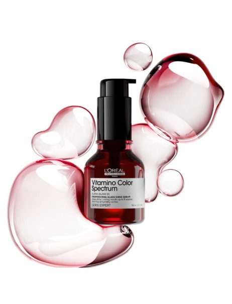 L’Oréal Professionnel Vitamino Color Spectrum Glass Shine Serum Незмивна сироватка для сяючого блиску та збереження 5 вимірів колірного спектру після фарбування волосся
