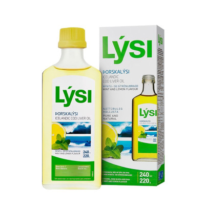 Lysi Icelandic Cod Liver Oil Омега-3 риб’ячий жир із тріски з вітамінами A, D, E зі смаком лимона та м'яти