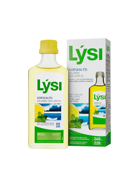 Lysi Icelandic Cod Liver Oil Омега-3 рыбий жир из трески с витаминами A, D, E со вкусом лимона и мяты