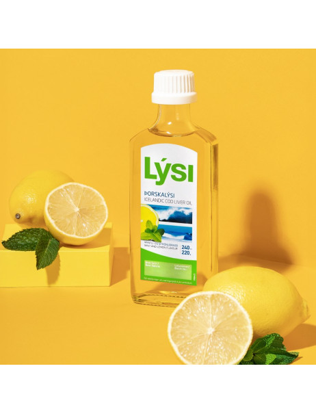 Lysi Icelandic Cod Liver Oil Омега-3 рыбий жир из трески с витаминами A, D, E со вкусом лимона и мяты