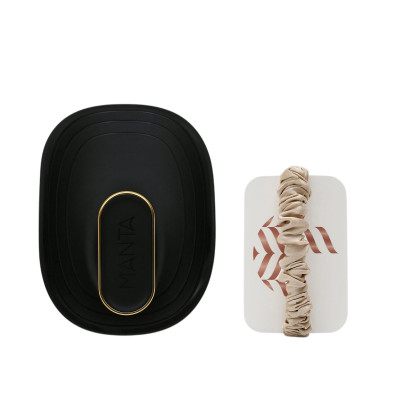 Manta Brush Black/Gold Limited Edition Щітка для волосся чорна з шовковою резинкою