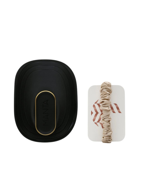 Manta Brush Black/Gold Limited Edition Щітка для волосся чорна з шовковою резинкою