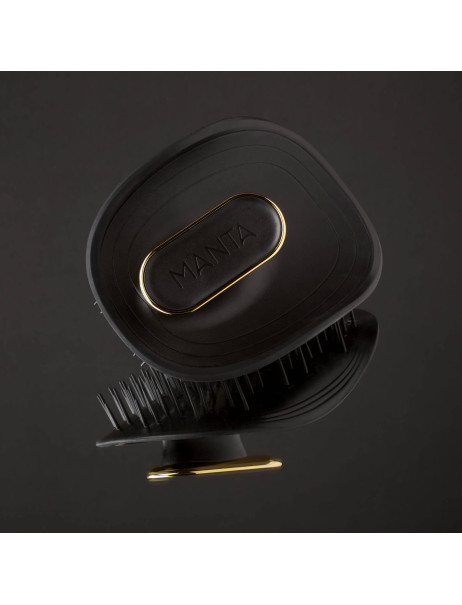 Manta Brush Black/Gold Limited Edition Щітка для волосся чорна з шовковою резинкою