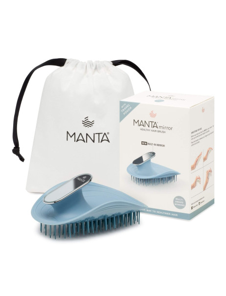 Manta Mirror Brush Blue Щітка для волосся з дзеркалом блакитна