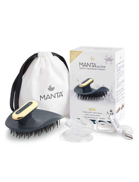 Масажна щітка для волосся Manta Pulse синя