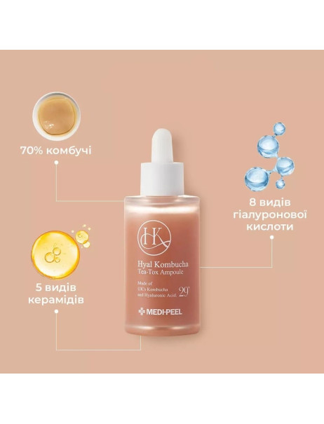 Medi-Peel Hyal Kombucha Tea Tox Ampoule Антиоксидантна омолоджуюча сироватка з комбучею