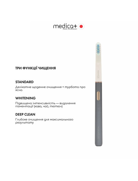Medica+ Lux 10ХN Aluminum Portable Grey (Japan) Відбілювальна звукова зубна щітка