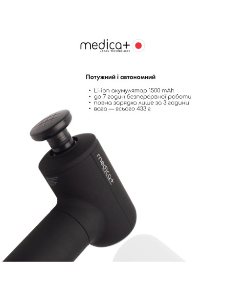 Medica+ MassHand Pro 4.0 Black (Japan) Перкусійний масажер для тіла і м'язів