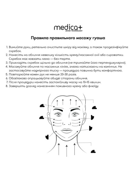 Medica+ Steel GuaSha Сталевий скребок гуаша для моделювання овалу обличчя