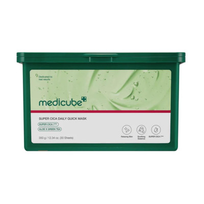 Medicube Super Cica Daily Quick Mask Набір заспокійливих масок з центелою, алое та зеленим чаєм
