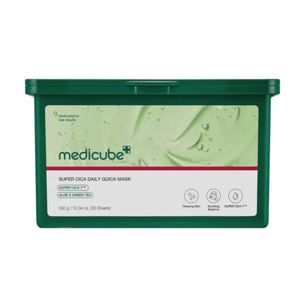 Medicube Super Cica Daily Quick Mask Набір заспокійливих масок з центелою, алое та зеленим чаєм