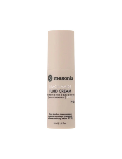 Mesonia Fluid Cream With Niacinamides For Narrowing Pores And Leveling Skin Tone, Minus Pigmentation SPF 25+ Крем-флюїд з ніацинамідом SPF 25+