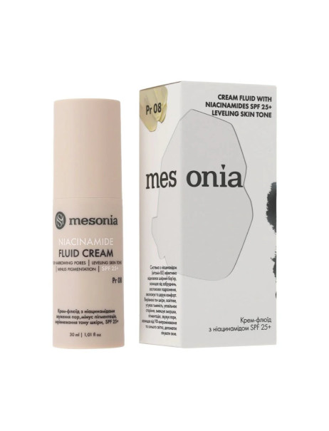 Mesonia Fluid Cream With Niacinamides For Narrowing Pores And Leveling Skin Tone, Minus Pigmentation SPF 25+ Крем-флюїд з ніацинамідом SPF 25+