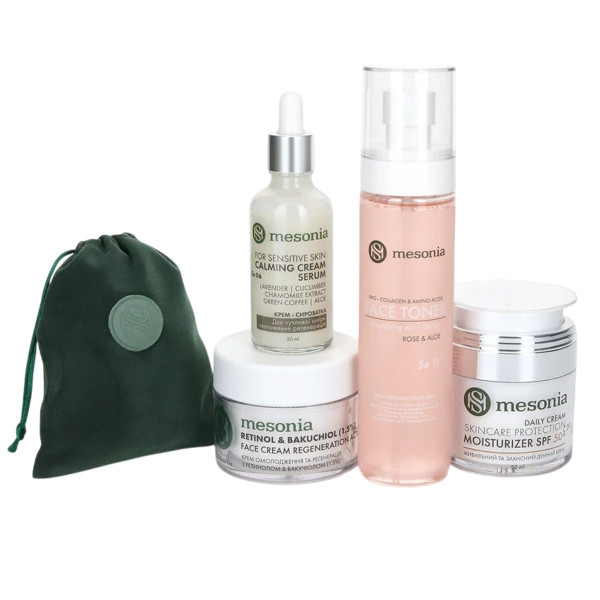Mesonia Professional Skincare Set 11 Retinol + Bakuchiol Level 3 Набор 11 профессионального ухода Ретинол + Бакучиол Уровень 3 для активной регенерации и омоложения кожи