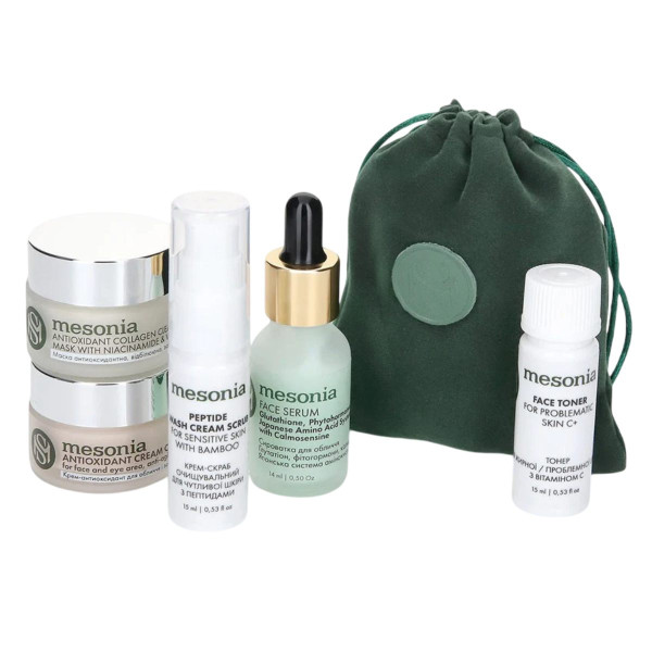 Mesonia Professional Detox Skincare Set 12 mini with Glutathione and Peptide Complex Профессиональный Детокс-Набор 12 мини  с глутатионом и комплексом пептидов
