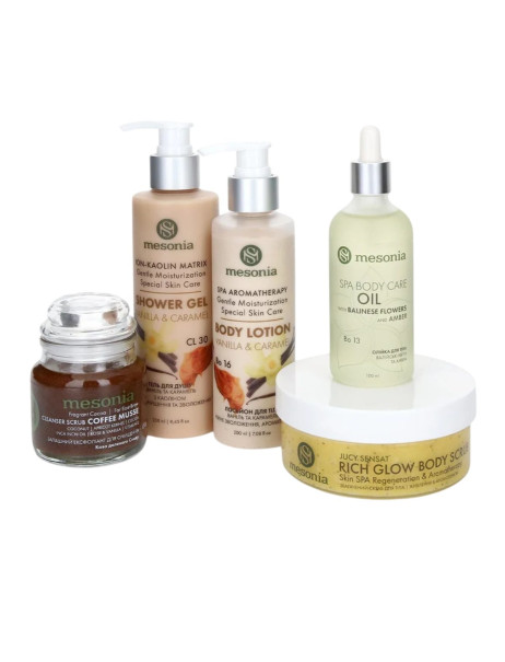 Mesonia Set 22 Luxury SPA Body Care with Exfoliation & Aromatherapy Набор 22 Роскошный SPA для ухода за телом с пилингом и ароматерапией