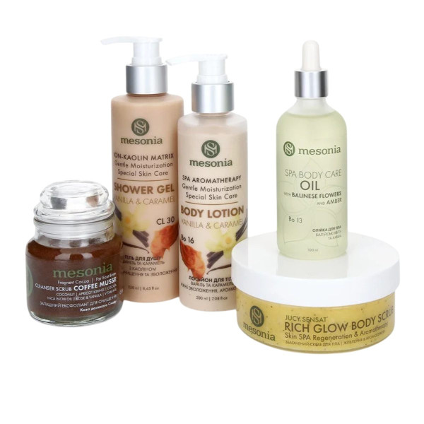 Mesonia Set 22 Luxury SPA Body Care with Exfoliation & Aromatherapy Набор 22 Роскошный SPA для ухода за телом с пилингом и ароматерапией