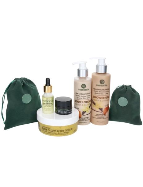 Mesonia Set 22 mini Luxury SPA Body Care with Exfoliation & Aromatherapy Набор 22 мини Роскошный SPA для ухода за телом с пилингом и ароматерапией