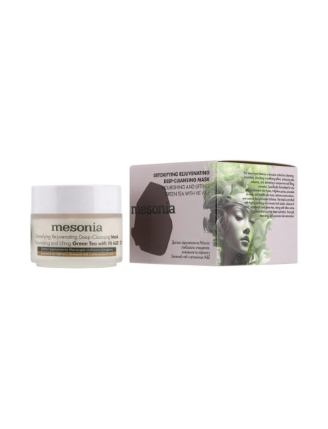 Mesonia Detoxifying Rejuvenating Deep Cleansing Mask with Green Tea Vitamins A and E Детокс восстанавливающая маска для глубокого очищения питания и лифтинга с зеленым чаем витаминами A и E