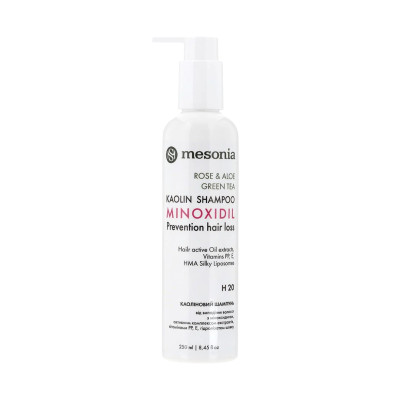 Mesonia Kaolin Shampoo Rose Minoxidil Каолиновый шампунь от выпадения волос с миноксидилом