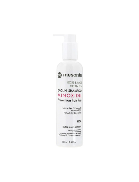 Mesonia Kaolin Shampoo Rose Minoxidil Каолиновый шампунь от выпадения волос с миноксидилом