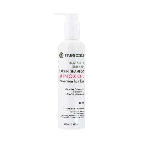 Mesonia Kaolin Shampoo Rose Minoxidil Каолиновый шампунь от выпадения волос с миноксидилом