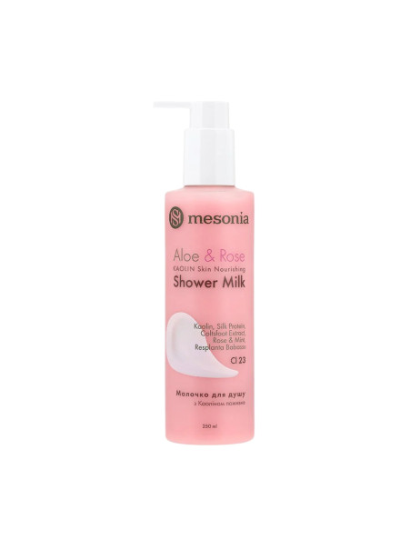 Mesonia Shower Milk with Kaolin Rose & Aloe Молочко для душу з каоліном Троянда & Алое