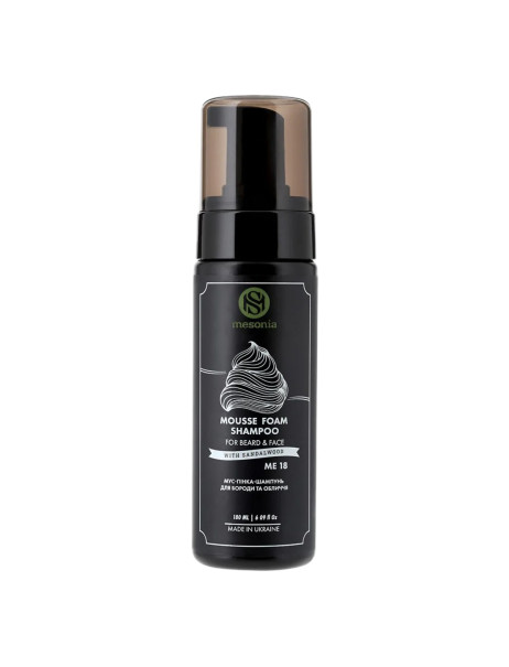 Mesonia Mousse Foam Shampoo for Beard and Face Sandalwood Мус-пінка-шампунь для бороди та обличчя Сандал