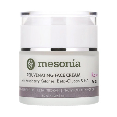 Mesonia Rejuvenating Face Cream with Raspberry Ketones, Beta-Glucan, and Hyaluronic Acid Rose Омолоджувальний крем для обличчя