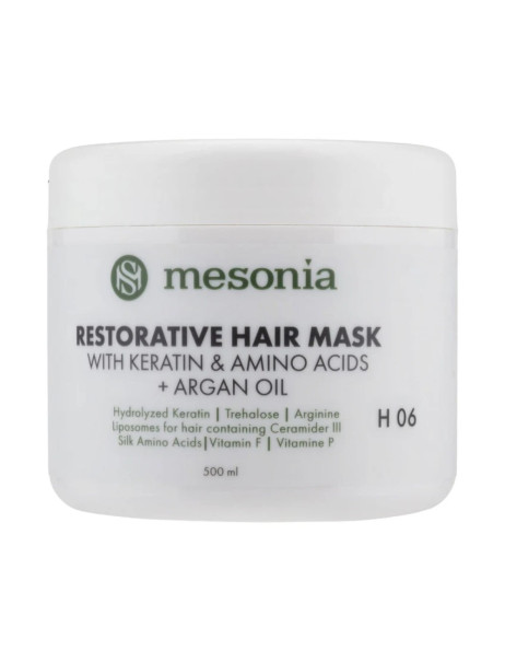 Mesonia Restorative Hair Mask with Keratin & Amino Acids + Argan Oil Відновлююча маска для волосся з кератином, амінокислотами та олією аргани