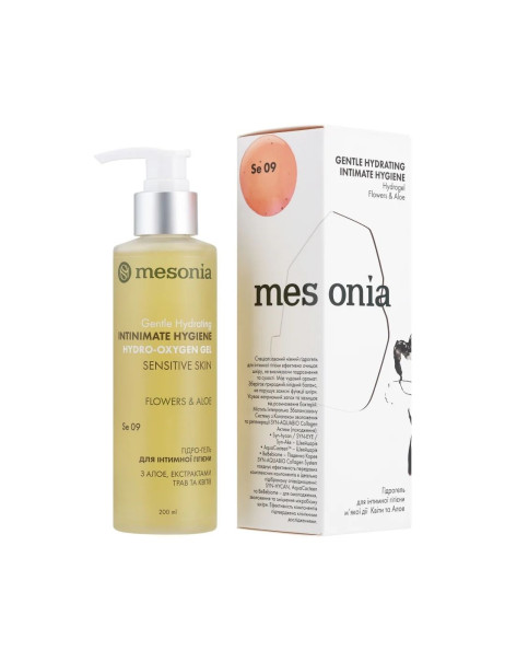 Mesonia Gentle Hydrating Intimate Hygiene Hydro-Gel Flowers & Aloe Гідрогель для інтимної гігієни м’якої дії Квіти та Алое з колагеном