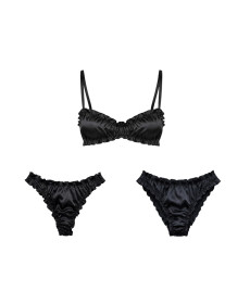 Molodo Double Silk Lingerie Set Air Black Двойной комплект шелкового белья, черный - Написать отзыв