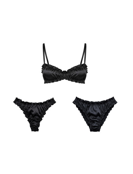 Molodo Double Silk Lingerie Set Air Black Двойной комплект шелкового белья, черный