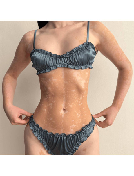 Molodo Double Silk Lingerie Set Air Black Двойной комплект шелкового белья, черный