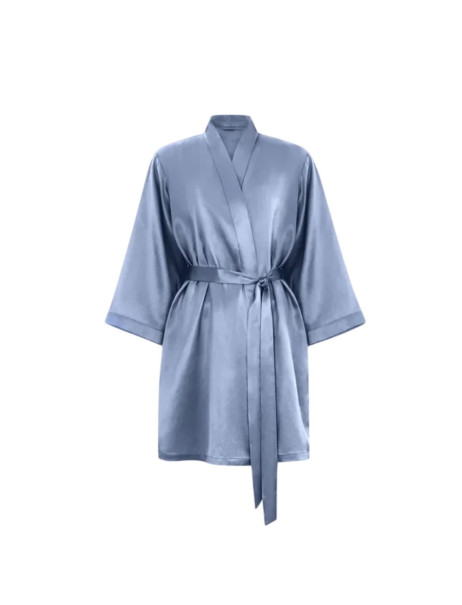 MOLODO Silk Kimono Robe Short Blue Шелковый халат-кимоно короткий, голубой