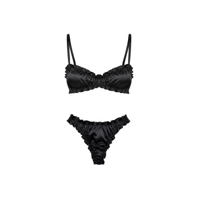 Molodo Silk Lingerie Set Air Black Комплект шелкового белья, черный